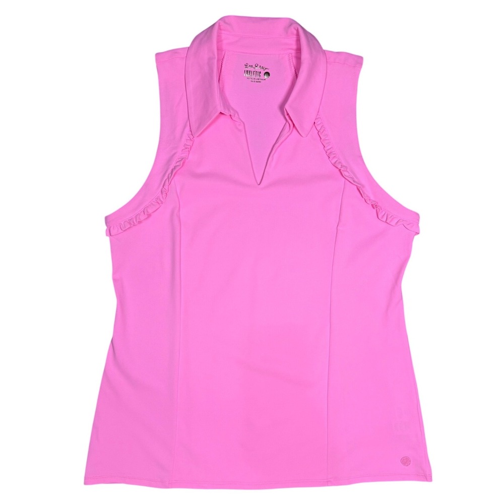NWT Lilly Pulitzer UPF 50+ Luxletic Martina Polo Top, Pink Shandy, Size XL